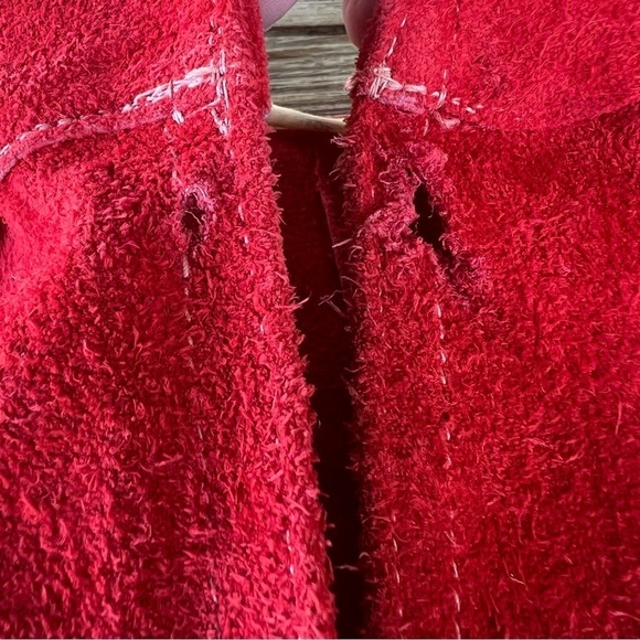 Vintage Red Suede Cape Warren of California Conchos Western Boho Hippie Large - Picture 11 of 15